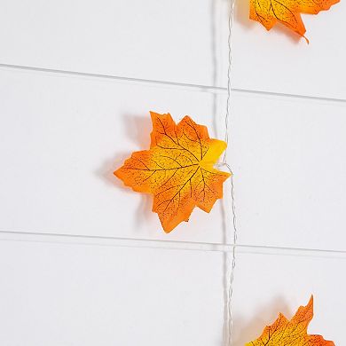 Nearly Natural 5-ft. Pre-Lit Artificial Autumn Maple Leaf Garland - Set of 3