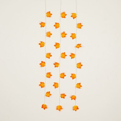 Nearly Natural 5-ft. Pre-Lit Artificial Autumn Maple Leaf Garland - Set of 3