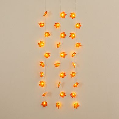 Nearly Natural 5-ft. Pre-Lit Artificial Autumn Maple Leaf Garland - Set of 3