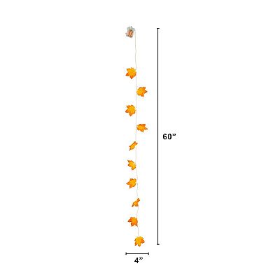 Nearly Natural 5-ft. Pre-Lit Artificial Autumn Maple Leaf Garland - Set of 3