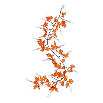 Nearly Natural 6-ft. Pre-Lit Artificial Autumn Maple Garland with 54 LED Lights