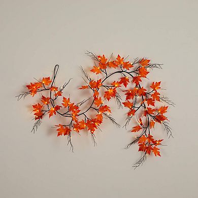 Nearly Natural 6-ft. Pre-Lit Artificial Autumn Maple Garland with 54 LED Lights