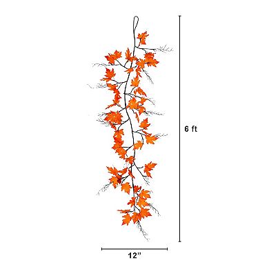 Nearly Natural 6-ft. Pre-Lit Artificial Autumn Maple Garland with 54 LED Lights
