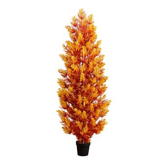 Nearly Natural 5-ft. UV Resistant Artificial Indoor / Outdoor Fall Cedar Tree