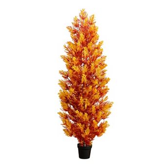 Nearly Natural 5-ft. UV Resistant Artificial Indoor / Outdoor Fall Cedar Tree