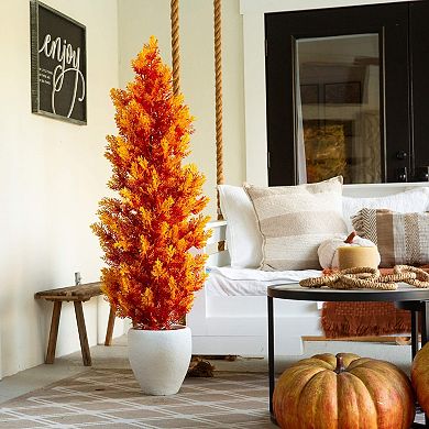Nearly Natural 5-ft. UV Resistant Artificial Indoor / Outdoor Fall Cedar Tree