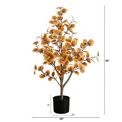nearly natural 3-ft. Artificial Eucalyptus Tree Floor Decor in Pot