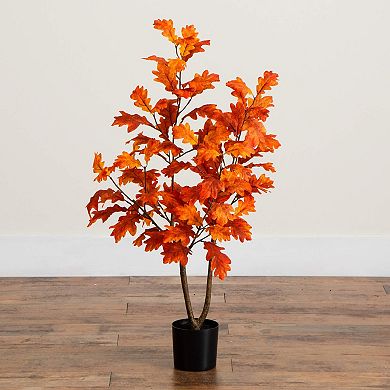 Nearly Natural 3-ft. Artificial Autumn Oak Tree