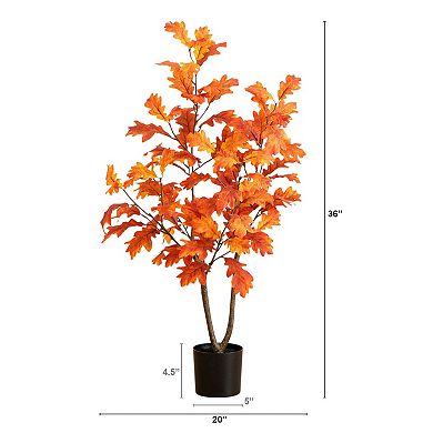 Nearly Natural 3-ft. Artificial Autumn Oak Tree