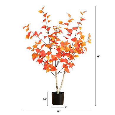 Nearly Natural 3-ft. Artificial Autumn Birch Tree