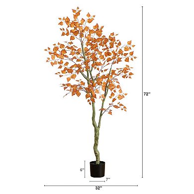 Nearly Natural 6-ft. Artificial Autumn Birch Leaf Tree