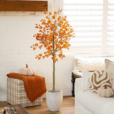 Nearly Natural 5-ft. Artificial Autumn Birch Leaf Tree