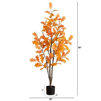 Nearly Natural 5-ft. Artificial Autumn Oak Tree
