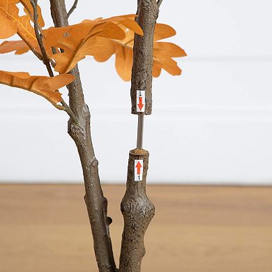 nearly natural 4-ft. Artificial Autumn Oak Tree Floor Decor in Pot