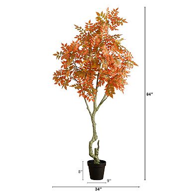 nearly natural 7-ft. Artificial Autumn Sumac Tree