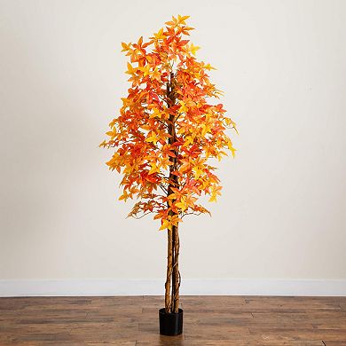 nearly natural 7-ft. Artificial Autumn Deluxe Maple Tree