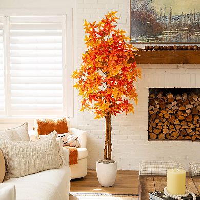 nearly natural 7-ft. Artificial Autumn Deluxe Maple Tree