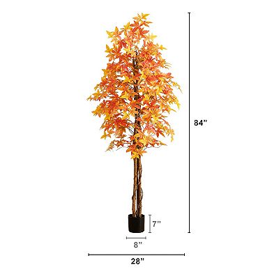 nearly natural 7-ft. Artificial Autumn Deluxe Maple Tree