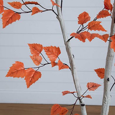 nearly natural 7-ft. Artificial Autumn Paper Birch Tree