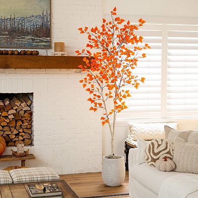 nearly natural 7-ft. Artificial Autumn Paper Birch Tree