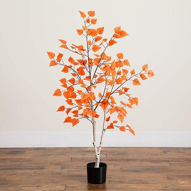 nearly natural 4-ft. Artificial Autumn Paper Birch Tree