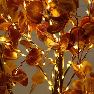 nearly natural 9-ft. Pre-Lit Artificial Eucalyptus Fall Tree Floor Decor with 700 LED Lights