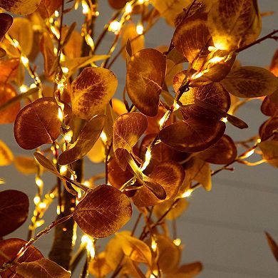 nearly natural 9-ft. Pre-Lit Artificial Eucalyptus Fall Tree Floor Decor with 700 LED Lights