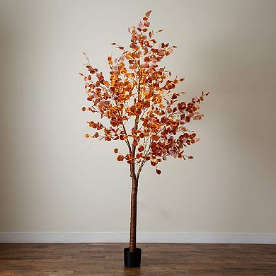 nearly natural 9-ft. Pre-Lit Artificial Eucalyptus Fall Tree Floor Decor with 700 LED Lights