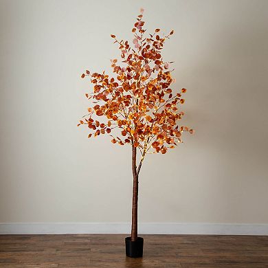 nearly natural 8-ft. Pre-Lit Artificial Grand Autumn Eucalyptus Tree Floor Decor with 540 LED Lights