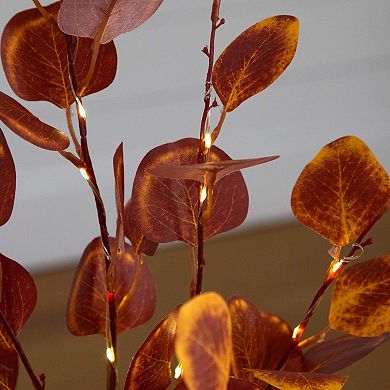 nearly natural 3-ft. Pre-Lit Artificial Eucalyptus Fall Tree Floor Decor with 80 LED Lights