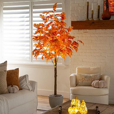nearly natural 7-ft. LED Artificial Autumn Maple Tree
