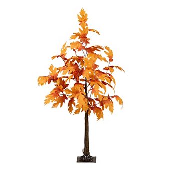 nearly natural 4-ft. Pre-Lit Artificial Autumn Maple Tree Floor Decor with 180 LED Lights