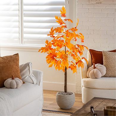 nearly natural 4-ft. Pre-Lit Artificial Autumn Maple Tree Floor Decor with 180 LED Lights