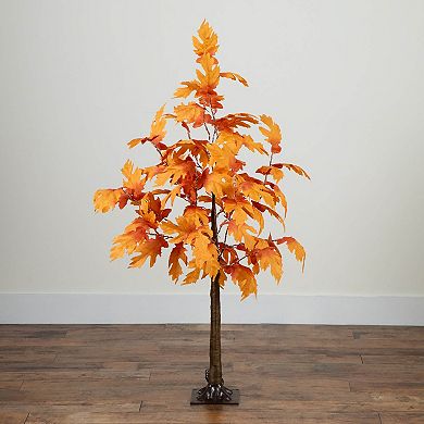 nearly natural 4-ft. Pre-Lit Artificial Autumn Maple Tree Floor Decor with 180 LED Lights