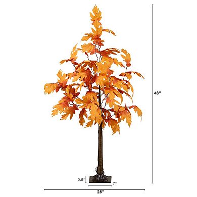 nearly natural 4-ft. Pre-Lit Artificial Autumn Maple Tree Floor Decor with 180 LED Lights