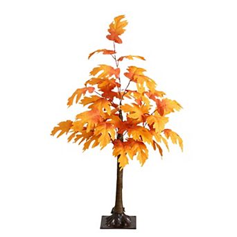 nearly natural 3-ft. Pre-Lit Artificial Autumn Maple Tree Floor Decor with 80 LED Lights