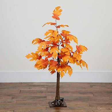 nearly natural 3-ft. Pre-Lit Artificial Autumn Maple Tree Floor Decor with 80 LED Lights