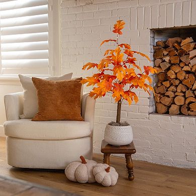 nearly natural 3-ft. Pre-Lit Artificial Autumn Maple Tree Floor Decor with 80 LED Lights
