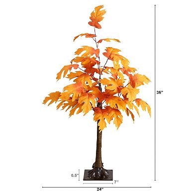 nearly natural 3-ft. Pre-Lit Artificial Autumn Maple Tree Floor Decor with 80 LED Lights