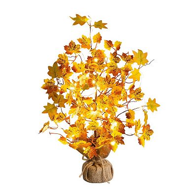 nearly natural 18-Inch Pre-Lit Artificial Autumn Maple Tree Table Decor with LED String Lights