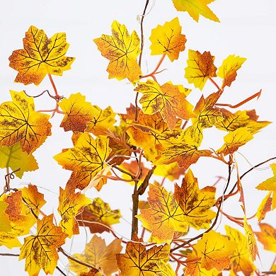 nearly natural 18-Inch Pre-Lit Artificial Autumn Maple Tree Table Decor with LED String Lights