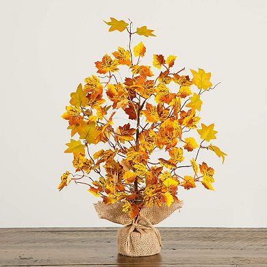 nearly natural 18-Inch Pre-Lit Artificial Autumn Maple Tree Table Decor with LED String Lights