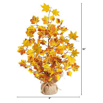 nearly natural 18-Inch Pre-Lit Artificial Autumn Maple Tree Table Decor with LED String Lights