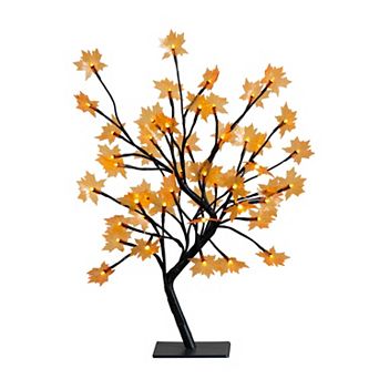 nearly natural 18-Inch Pre-Lit Artificial Maple Fall Tree Table Decor with 48 LED Lights
