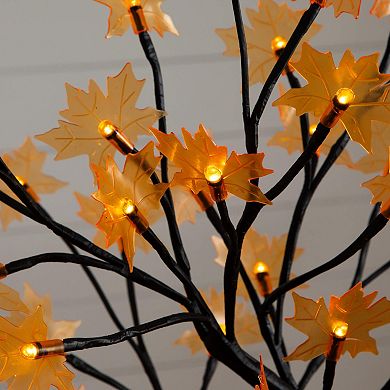 nearly natural 18-Inch Pre-Lit Artificial Maple Fall Tree Table Decor with 48 LED Lights