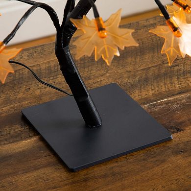 nearly natural 18-Inch Pre-Lit Artificial Maple Fall Tree Table Decor with 48 LED Lights