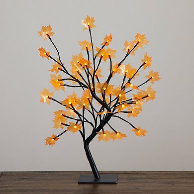 nearly natural 18-Inch Pre-Lit Artificial Maple Fall Tree Table Decor with 48 LED Lights