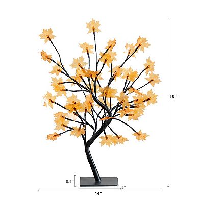 nearly natural 18-Inch Pre-Lit Artificial Maple Fall Tree Table Decor with 48 LED Lights