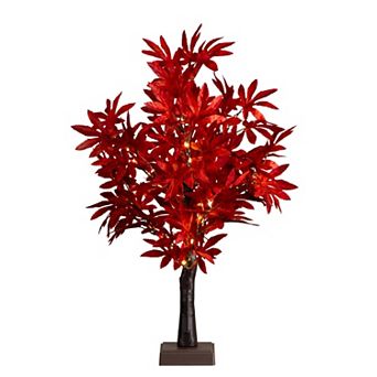 nearly natural 2-ft. Pre-Lit Artificial Autumn Maple Tree with 50 LED Lights
