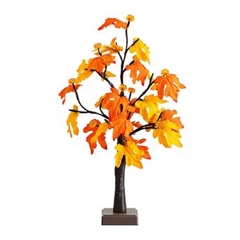 nearly natural 2-ft. Pre-Lit Artificial Autumn Maple Tree with LED & Pumpkin Lights